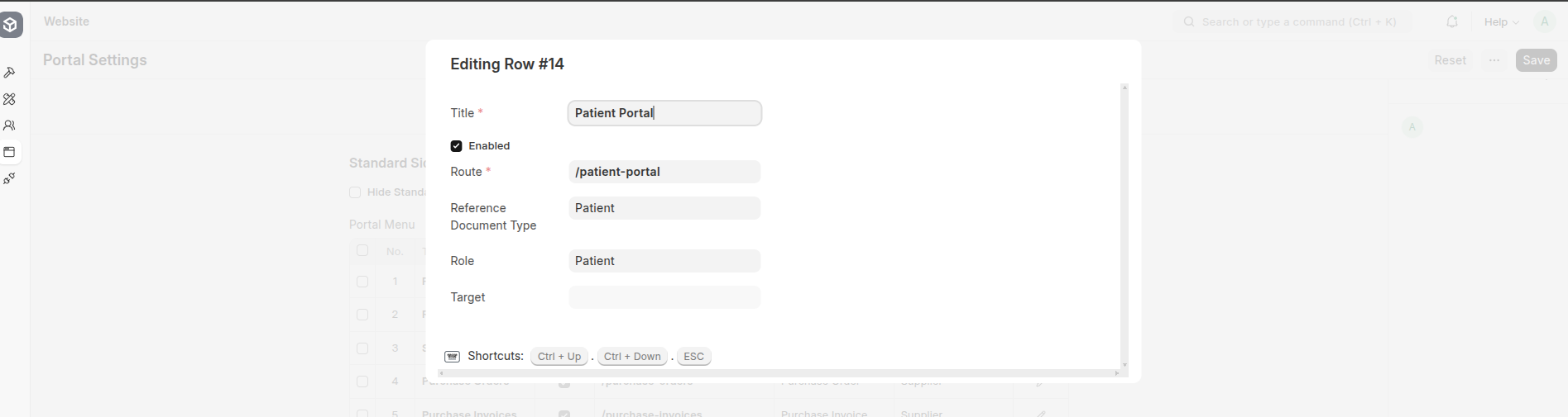 Portal Settings for Patient Portal