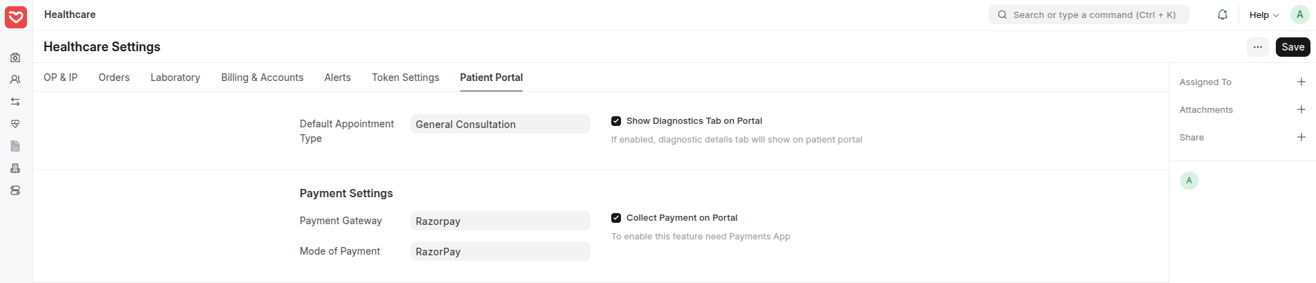 Patient Portal Settings